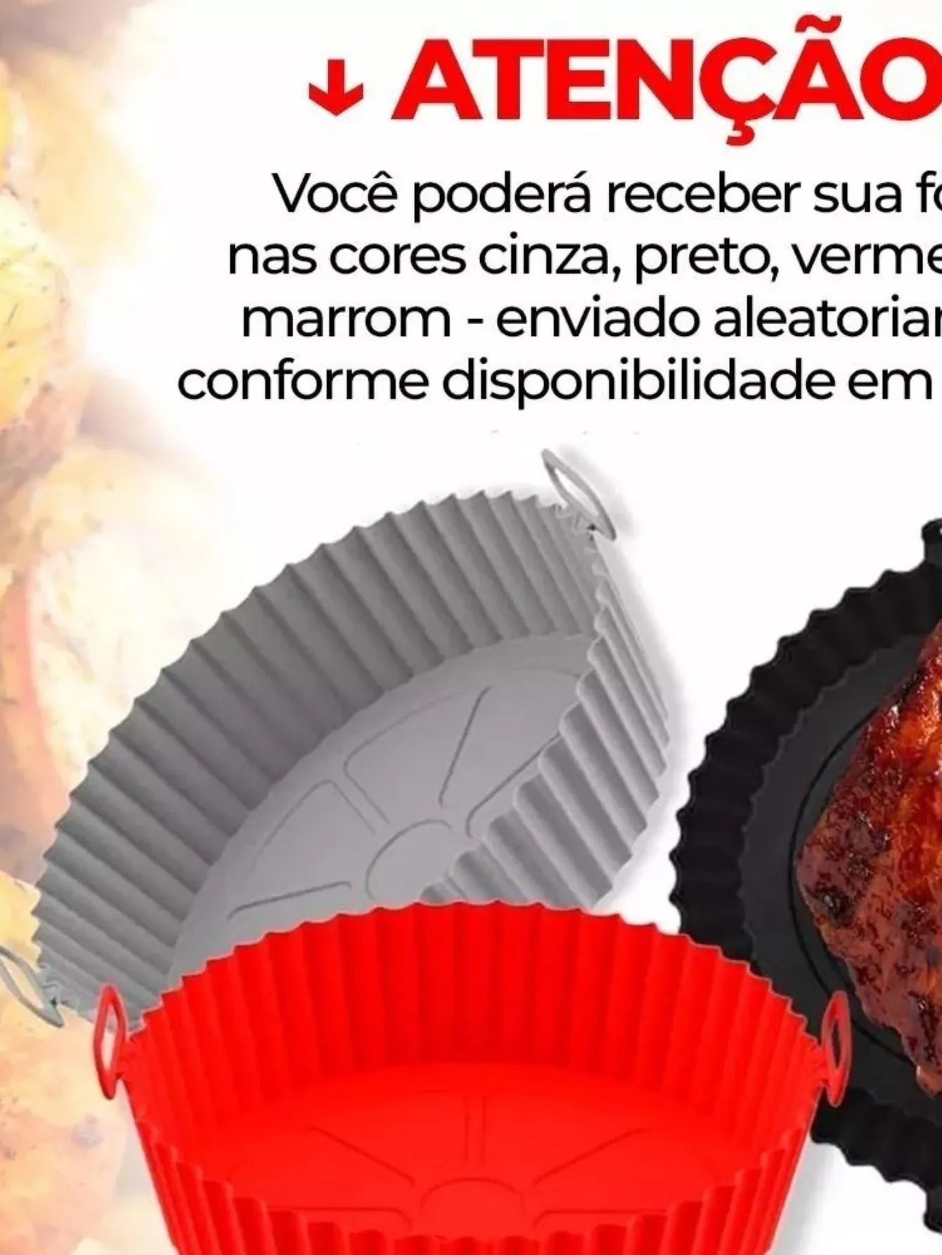 Forma Redonda  de Silicone para Fritadeira Elétrica / Air Fryer