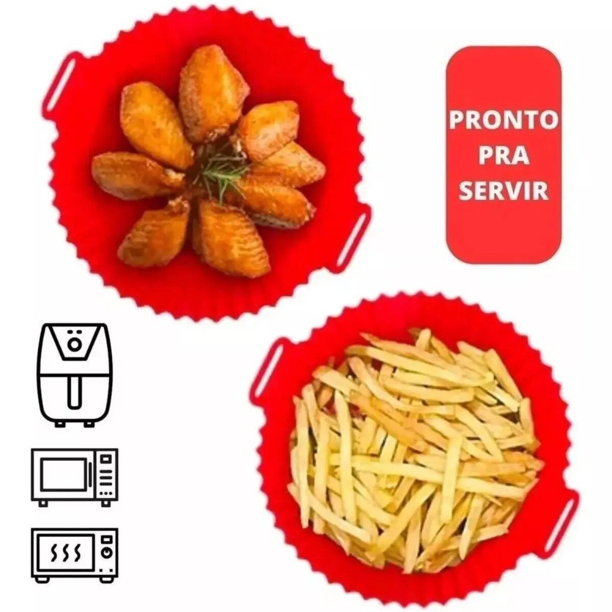 Forma Redonda  de Silicone para Fritadeira Elétrica / Air Fryer