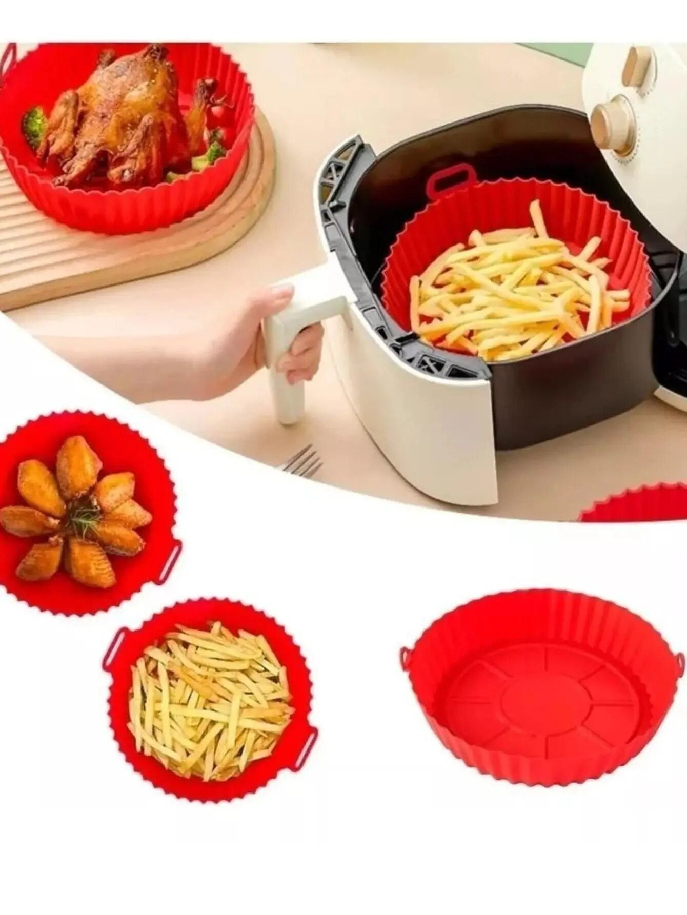 Forma Redonda  de Silicone para Fritadeira Elétrica / Air Fryer