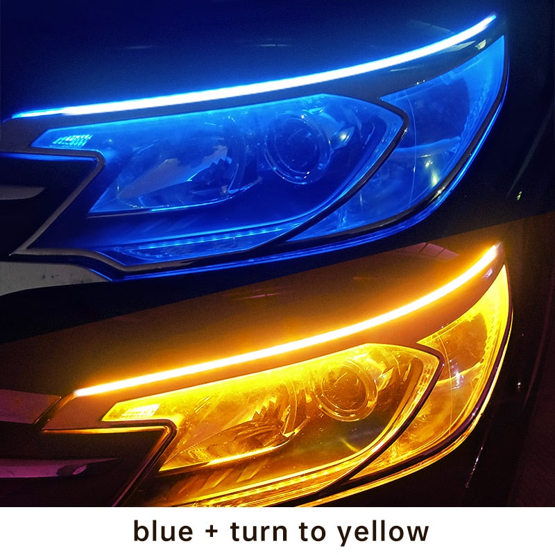 Conjunto de Tiras de LED Flexíveis para Carros, Luzes Decorativas para Faróis e Superfícies, Automático, Estiloso, DRL (2 Unidades)