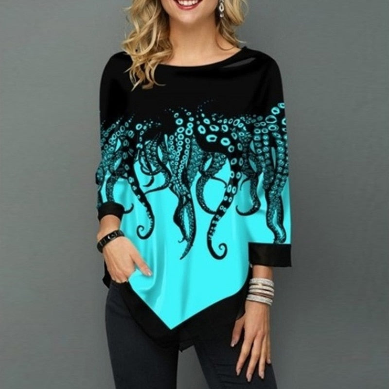 Blusa Estampada Casual e Elegante DIANRUO TUNIC STYLE