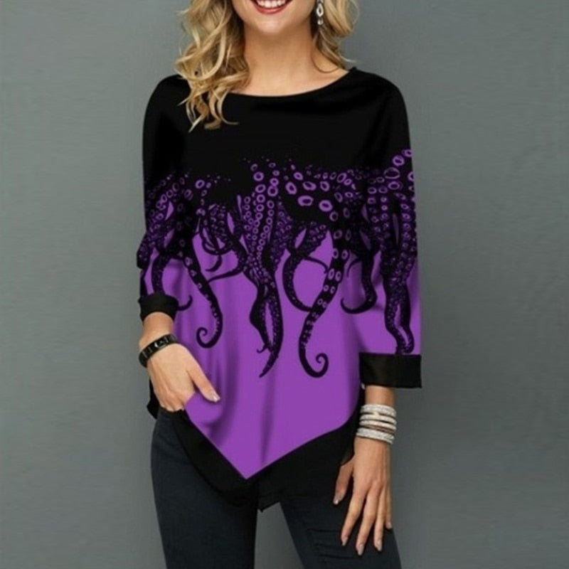 Blusa Estampada Casual e Elegante DIANRUO TUNIC STYLE