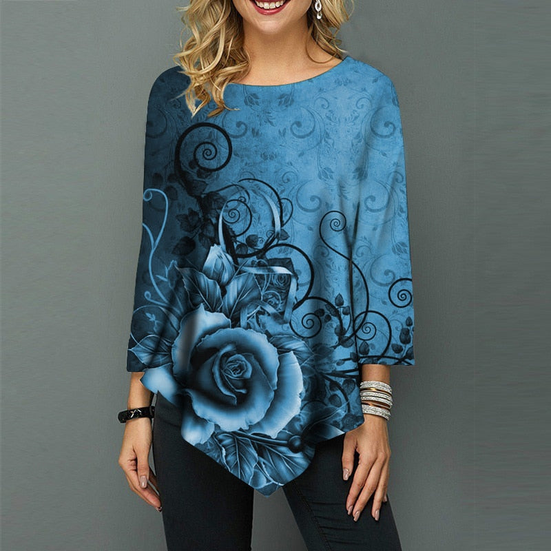 Blusa Estampada Casual e Elegante DIANRUO TUNIC STYLE