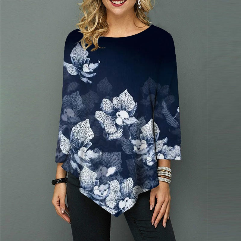 Blusa Estampada Casual e Elegante DIANRUO TUNIC STYLE