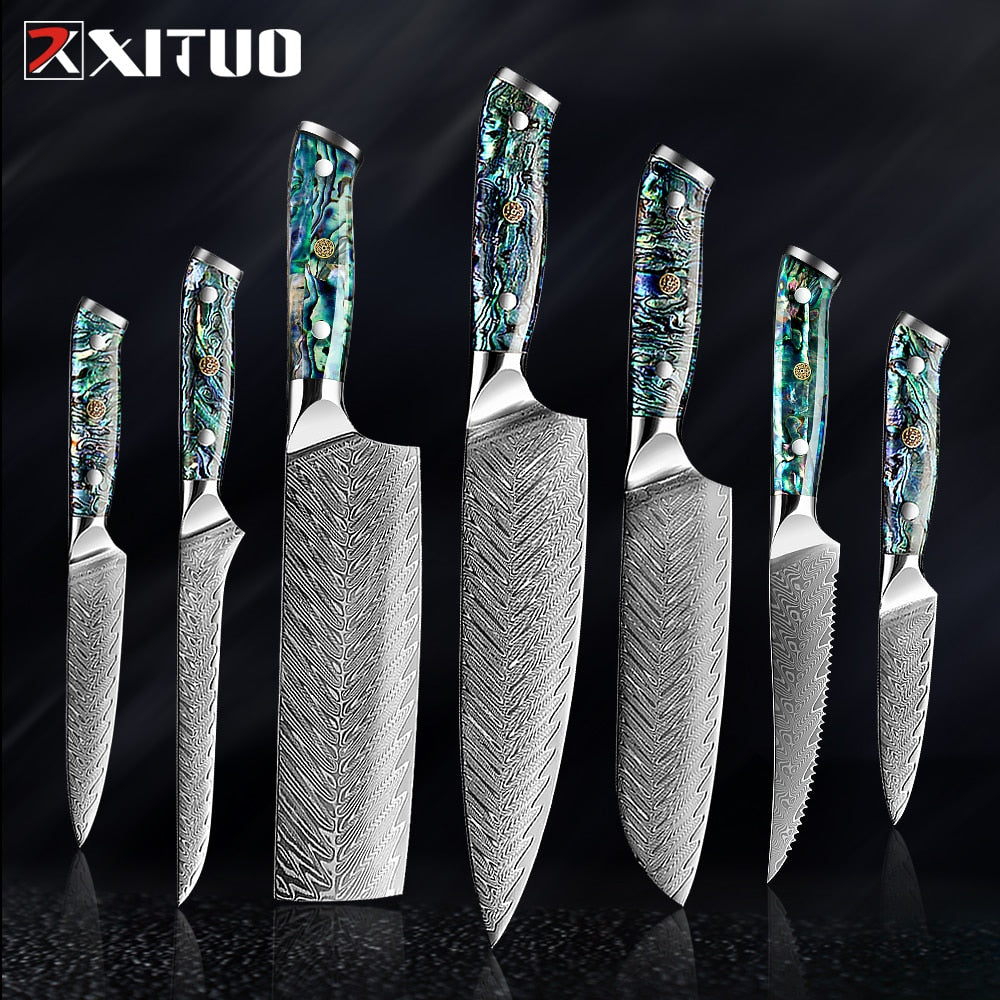 Facas Japonesas Originais da XITUO 1-7 PCS (DAMASCUS STEEL)